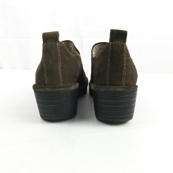 Fly London Wate Bootie Heel Women Size 37 US 6.5/7 Olive Green Suede Leather - Picture 6 of 11